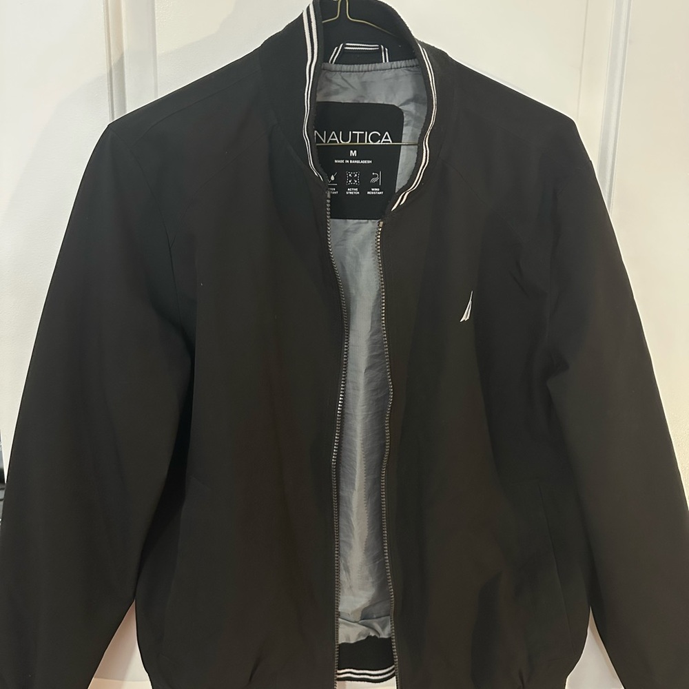 Nautica Black Bomber Jacket with Contrast Trim